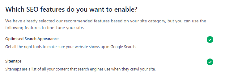 Which seo features do you enlabe